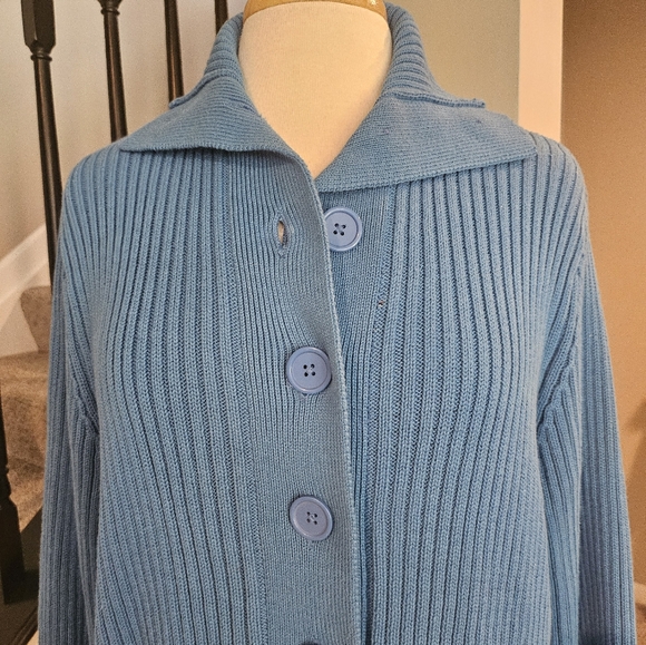 Relativity Woman – Lakeside Blue Ribbed Cardigan Sweater (Size 1X) - Picture 4 of 16